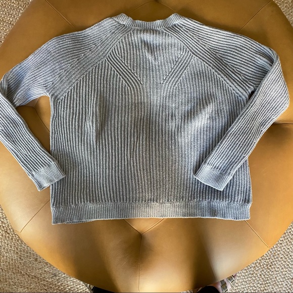 Vince Rib Knit Raglan Grey Cotton Sweater Long Sleeve Slouchy Ribbed Pullover XS - Picture 8 of 8